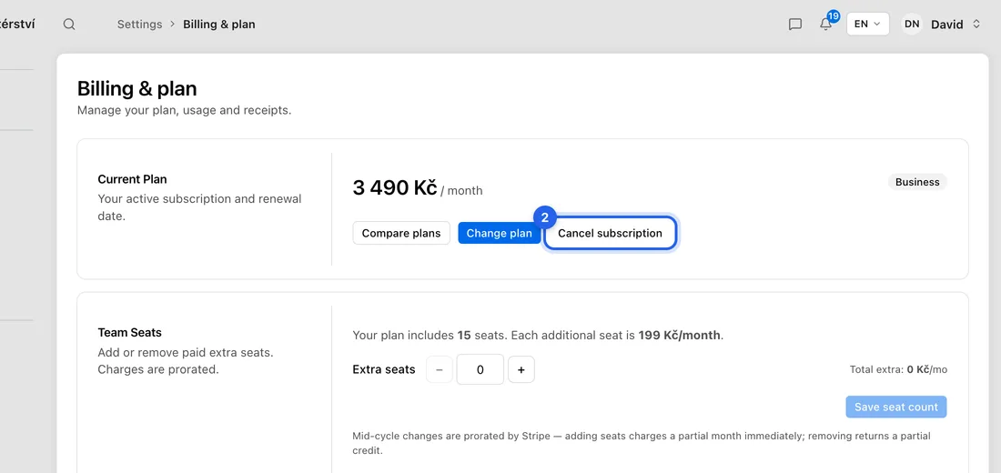 Under Current Plan, click Cancel subscription.