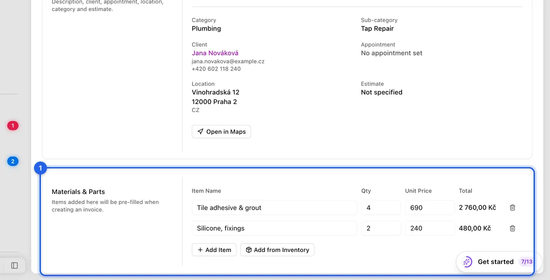 Add materials to the job with Add from Inventory rather than typing them in, so they count at your buy price.