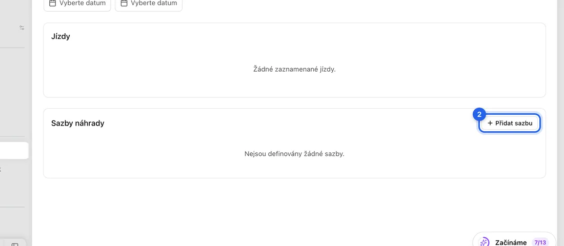 V rámečku Sazby náhrady dole na stránce klikněte na Přidat sazbu.