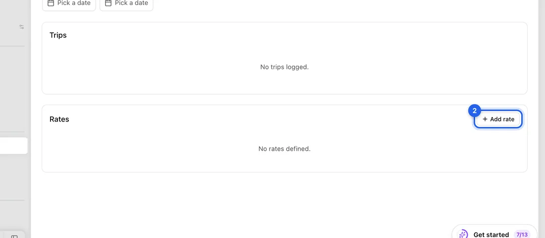 In the Rates box at the bottom, click Add rate.