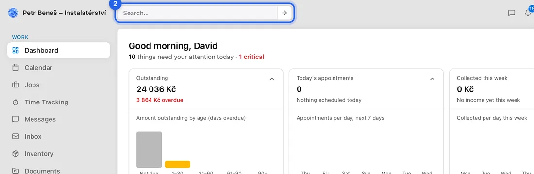 Or click the magnifying glass at the top of the screen, next to the page name (on a phone it's at the top right). A small box opens with Search…. Type what you're looking for and press Enter, or click the arrow, to go to the Search page.