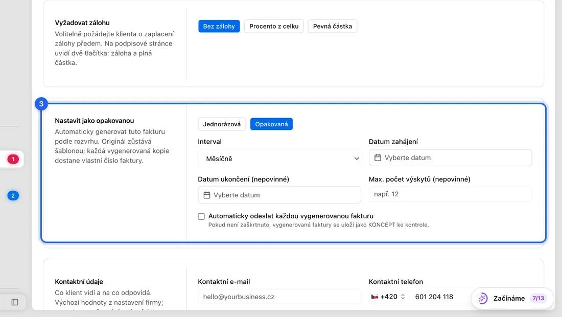 Sjeďte k části Nastavit jako opakovanou a klikněte na Opakovaná.