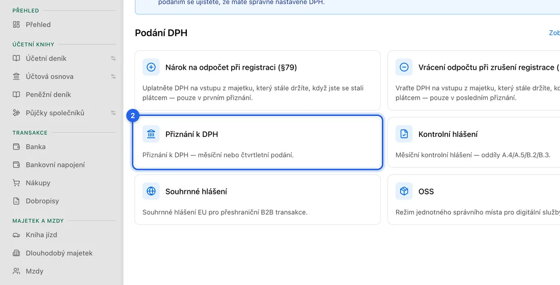 Otevřete, co potřebujete, vyberte období a klikněte na Vygenerovat XML.